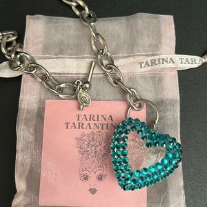 Tarina Tarantino Swarovski Teal Heart Necklace